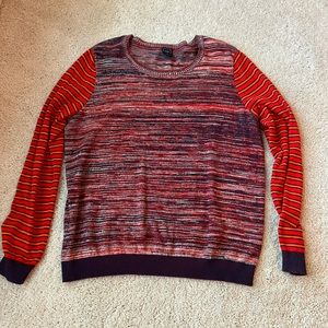 Gap Sweater, XL, blue & red, orange striped sleeve